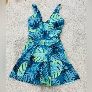 Tropical Blue Kids Swim Dress